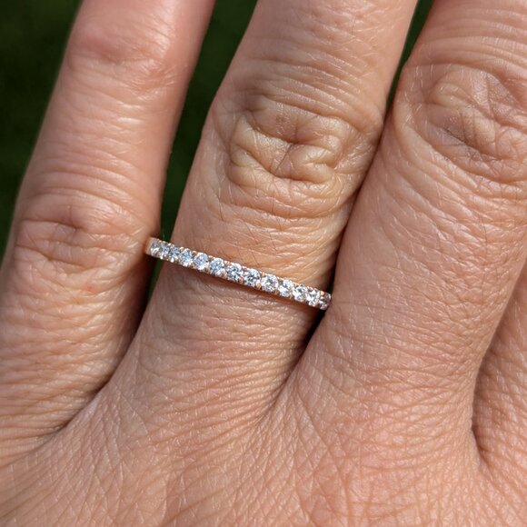 14 Karat Rose Gold Diamond Wedding Band - Picture 3 of 4